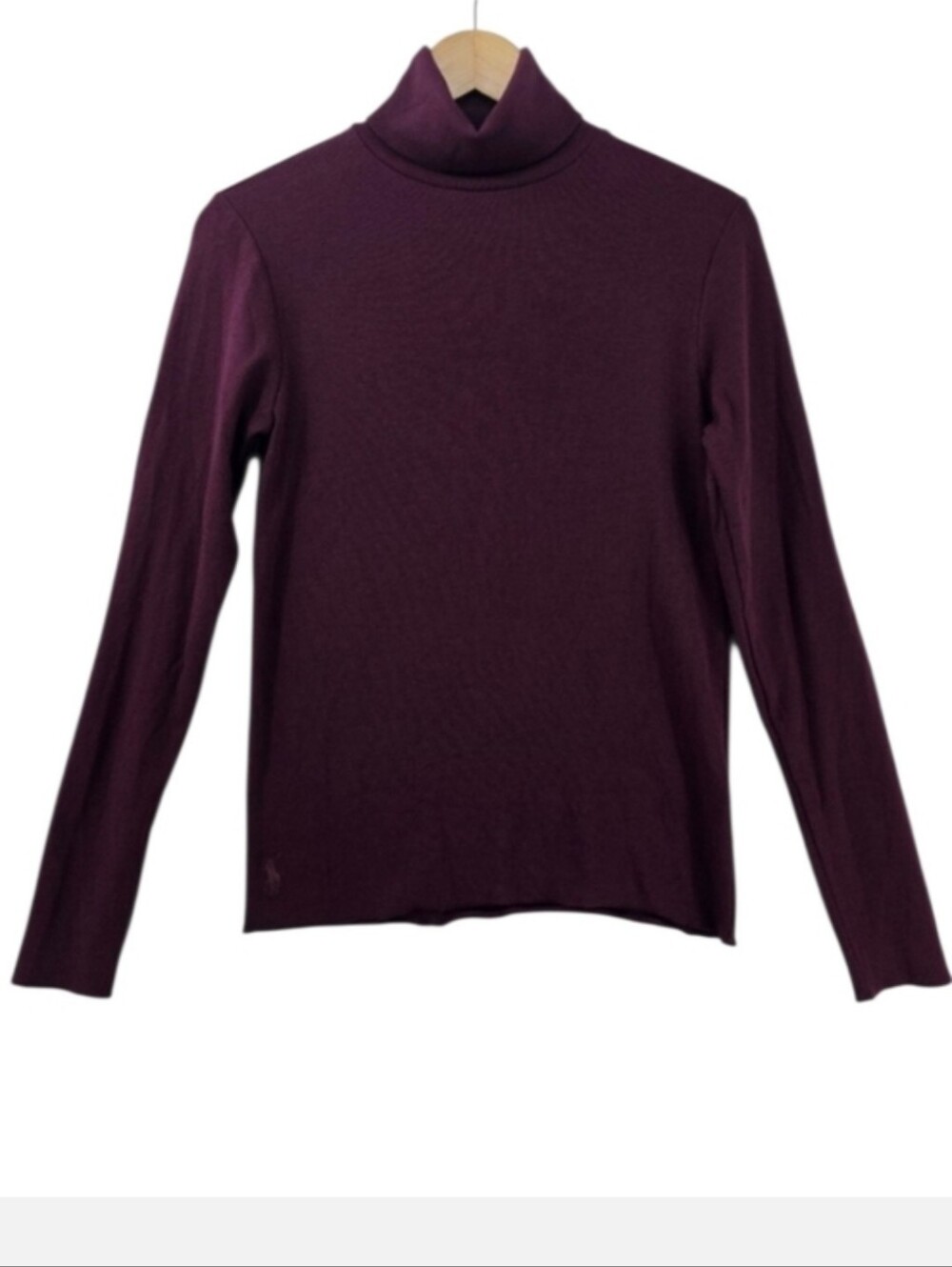 Polo Ralph Lauren Plum Stretch Blend Ribbed Turtleneck Women's Size Large - Picture 8 of 8